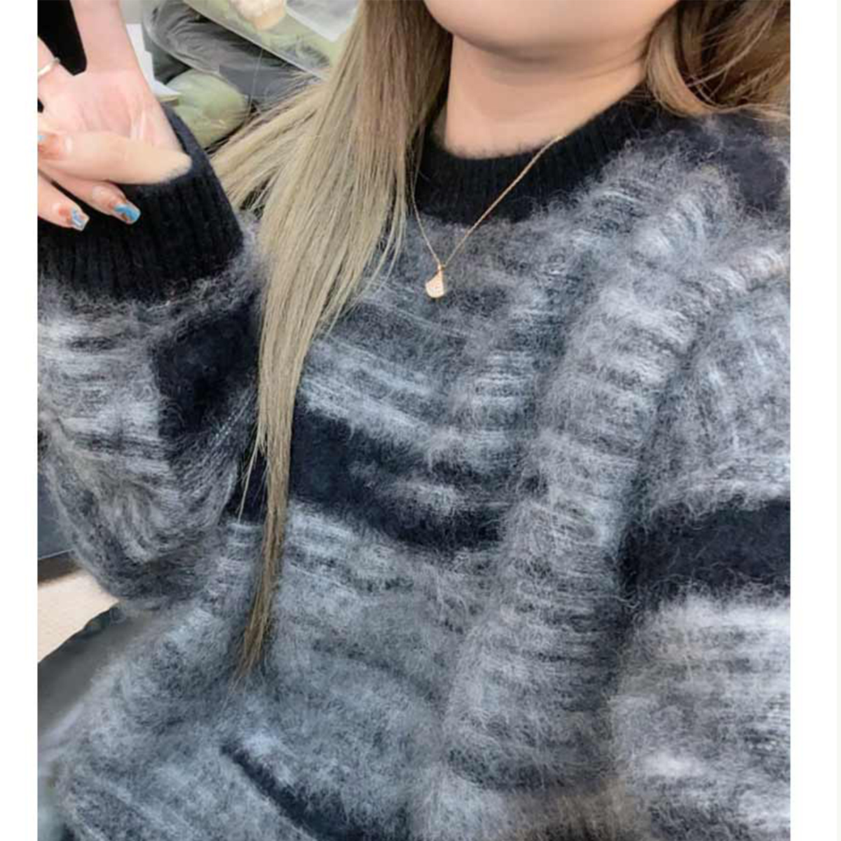 /DANDAN/ 爵士~ 羊毛羊绒圆领条纹美拉德复古女士毛衣~313