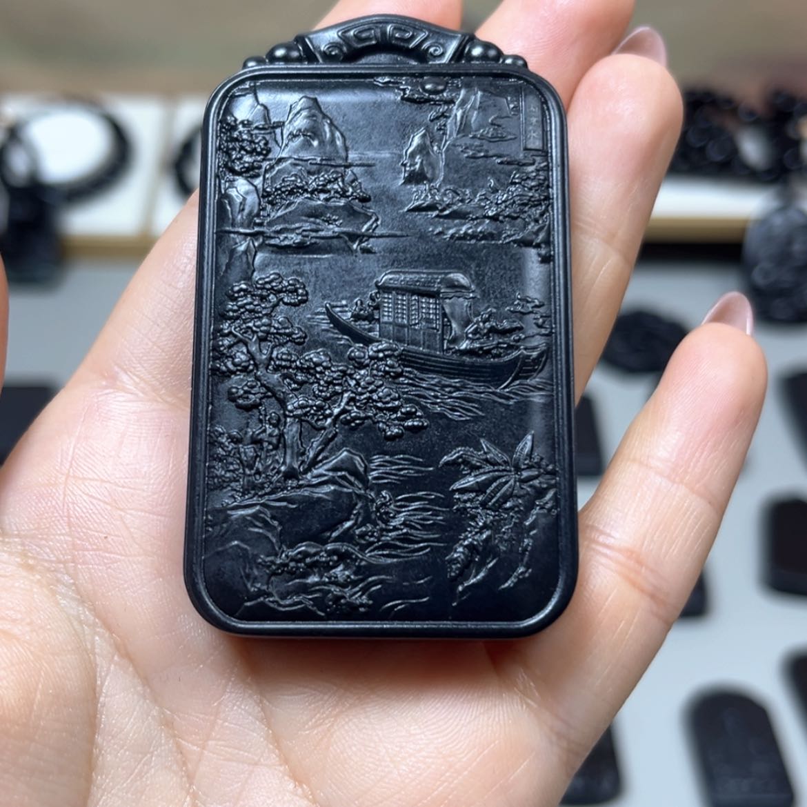 【闪购商品】和田玉（墨玉）山水47高羊脂未镶嵌