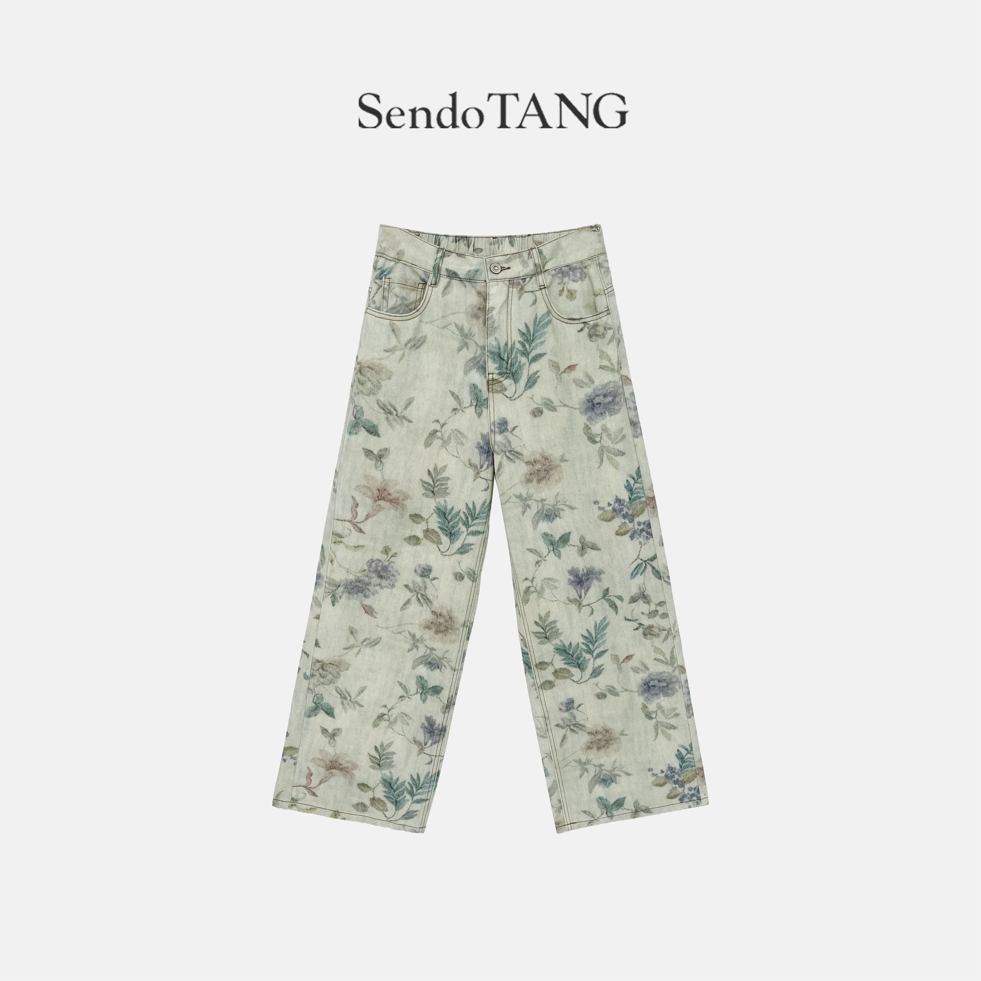 小众设计【花影纪】胖多女装新款时尚休闲百搭高腰显瘦牛仔裤