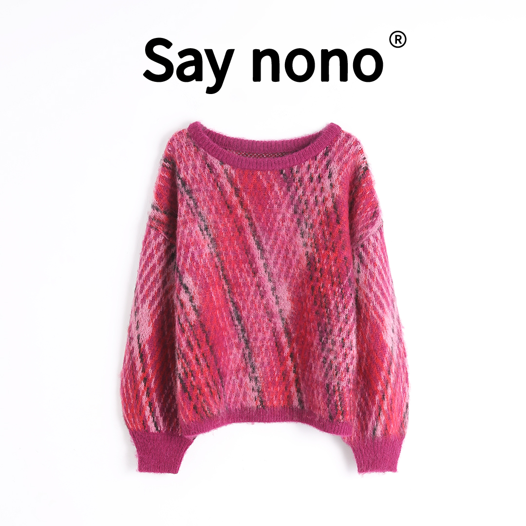 懒猫nono│Saynon 混色＿设计款减龄长袖显白宽松韩系上衣 /0469