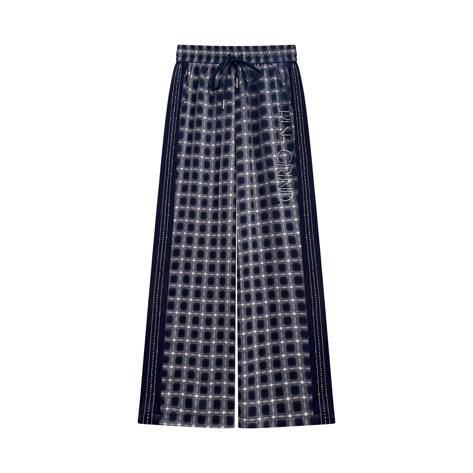 Robert Girme新款时尚烫钻休闲气质百搭格子裤子#2743