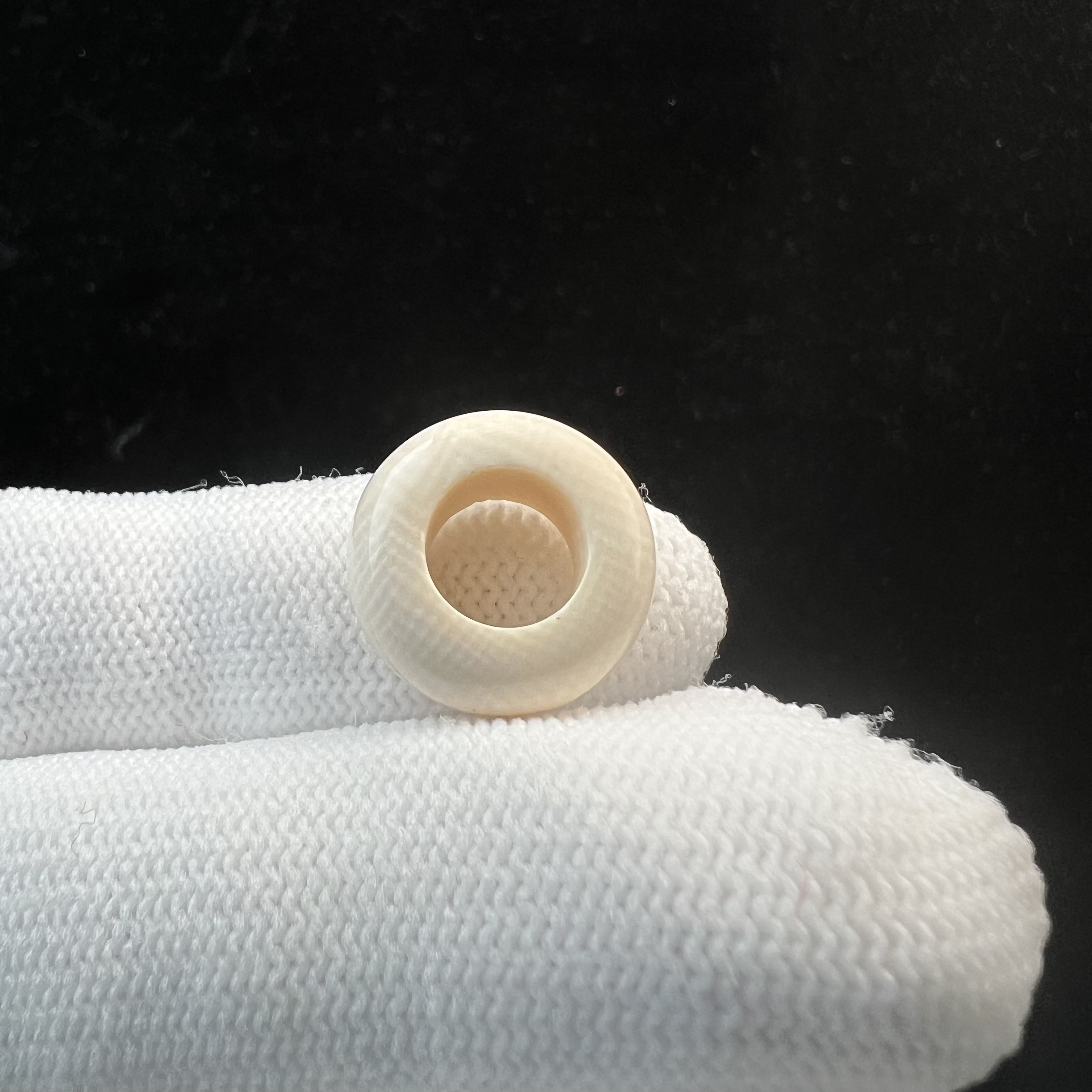 D1474天然猛犸牙跑环戒指内径8.2mm支持鉴定 假一罚四