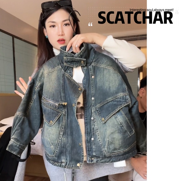 【杨少华服饰】水洗做旧牛仔外套2025新款冬季潮流休闲外套8913