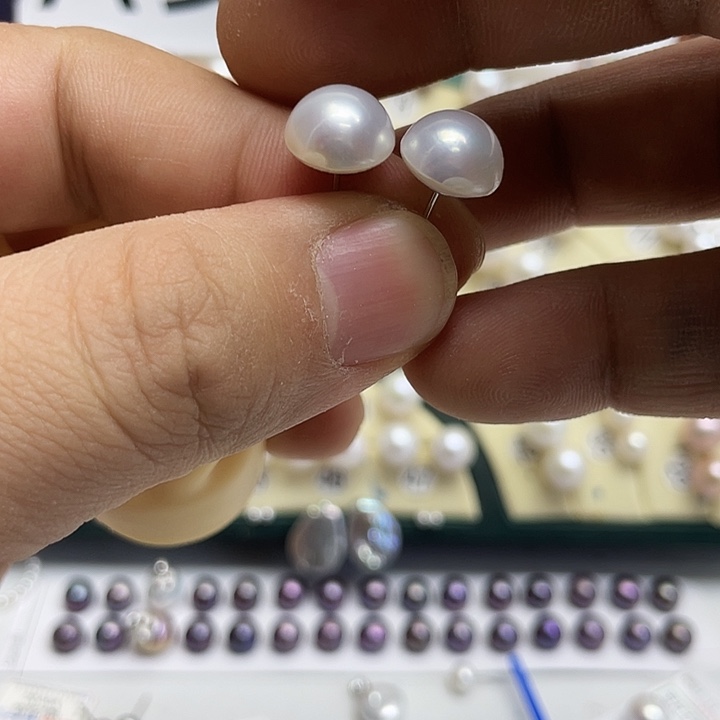 九***九银S925镶嵌淡水珍珠耳饰