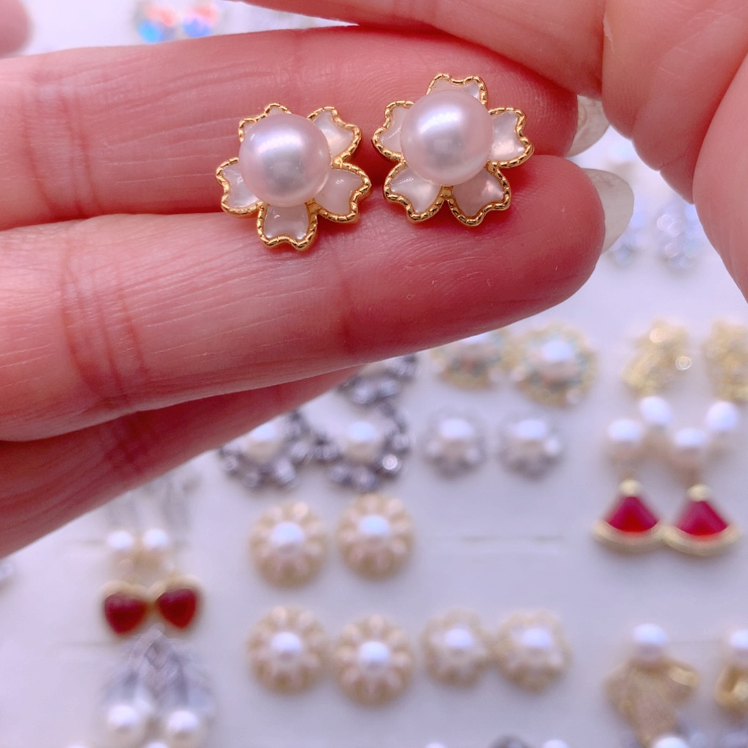 合金淡水珍珠耳饰