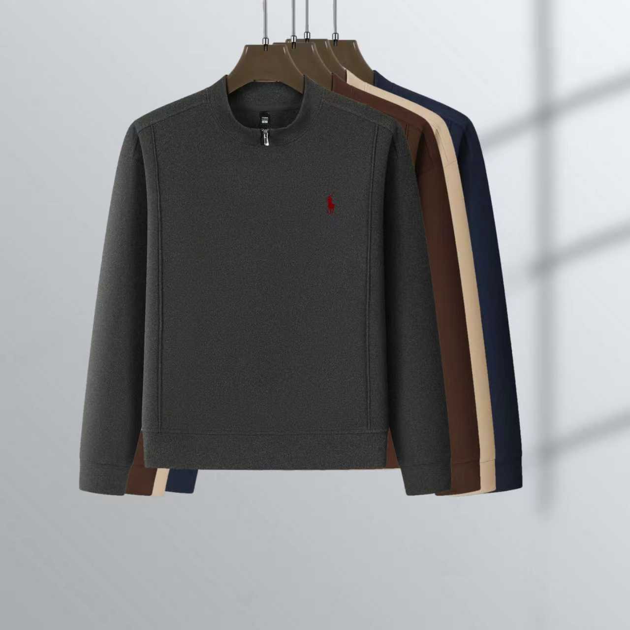 时尚百搭冬季长袖不起球休闲修身阳离子德绒保暖男士卫衣运动秋冬