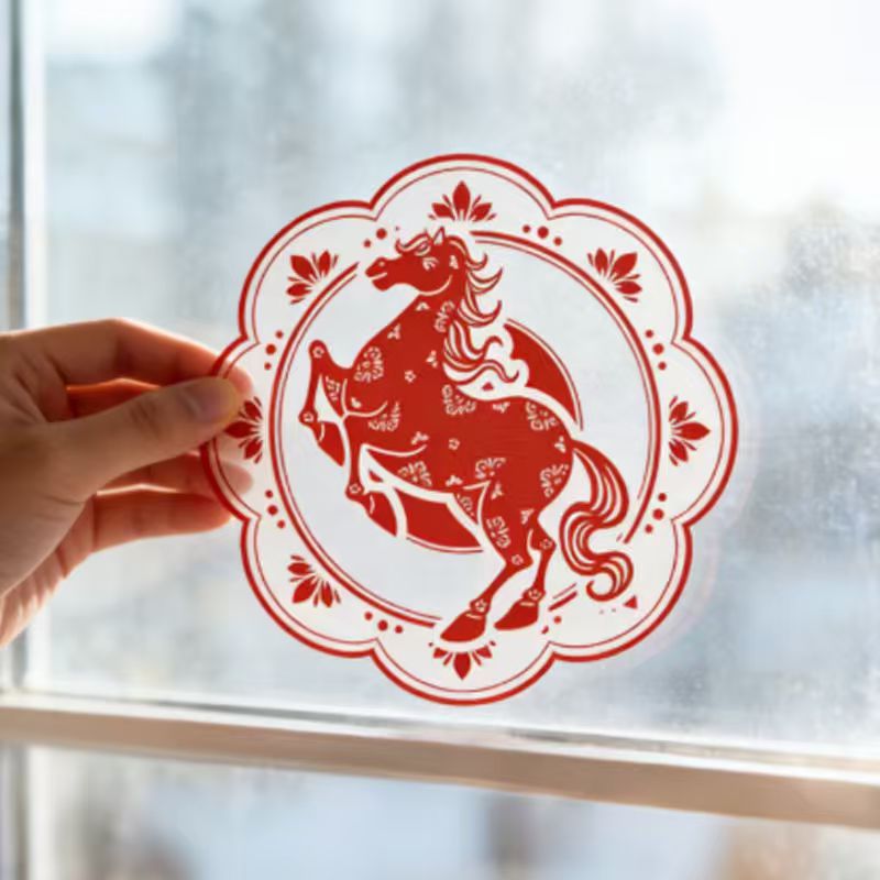 马年喜庆静电贴新年装饰福字窗花玻璃门贴