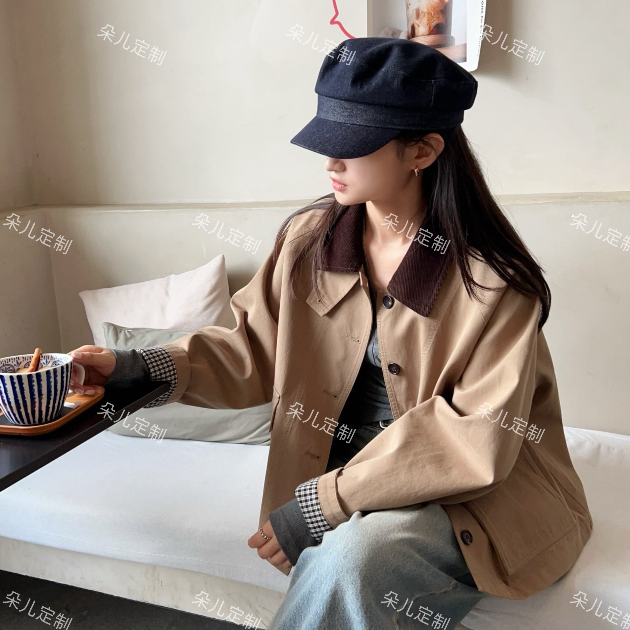 朵儿定制 【未命名】秋季新款百搭休闲短款风衣外套 KA56