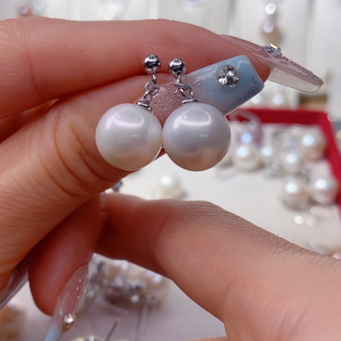 银S925镶嵌淡水珍珠耳饰