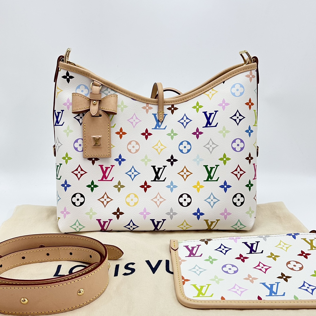99新 LouisVuitton/路易威登 白三彩小号carryall子母单肩包71611