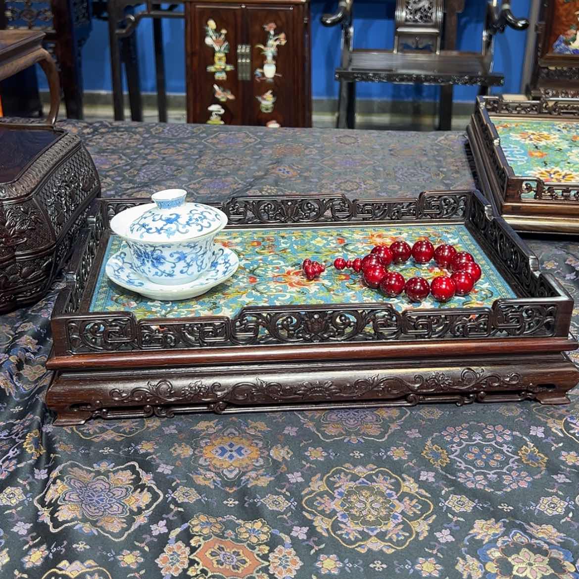 【闪购商品】红酸枝木类成套家具茶盘