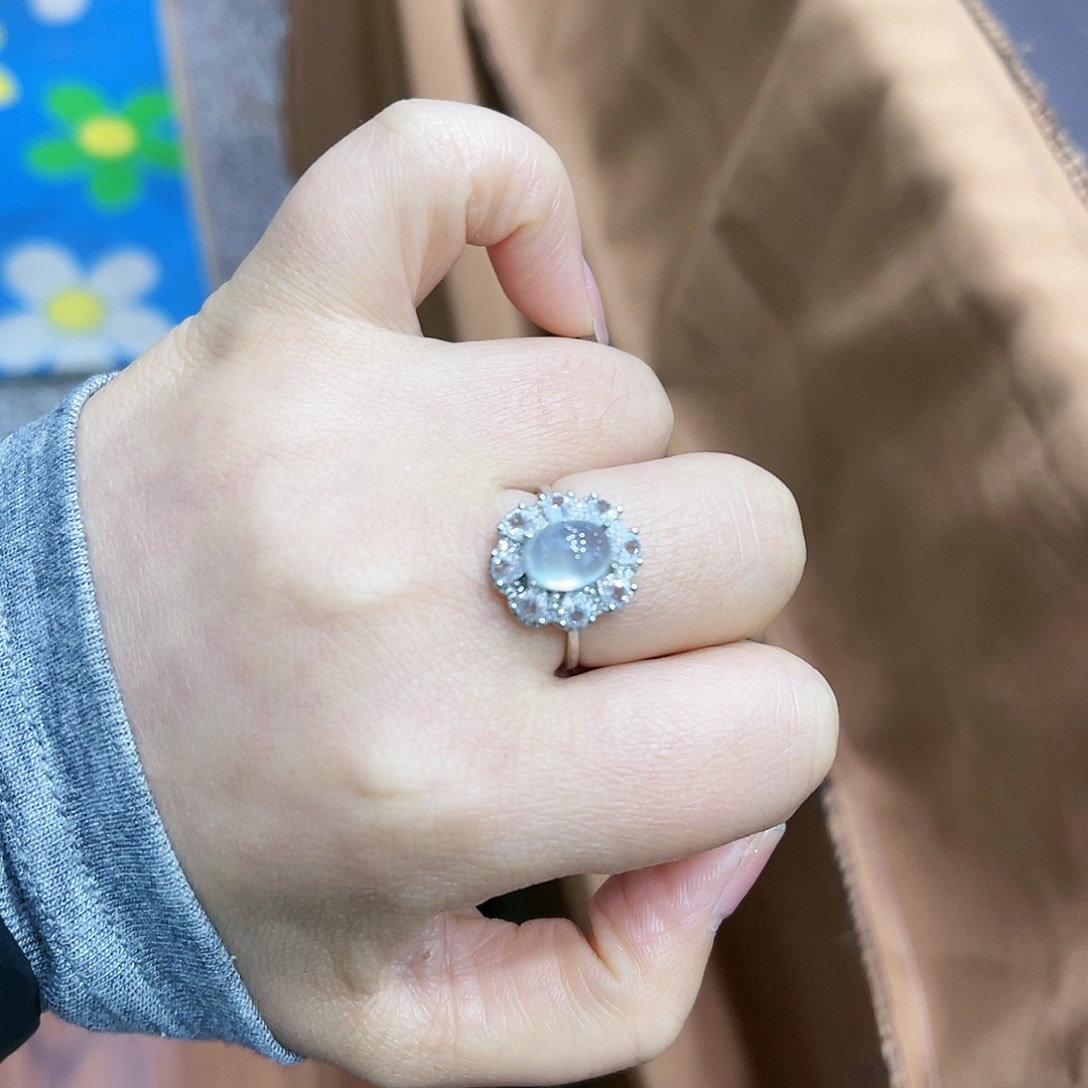 戒指银S925镶嵌水晶