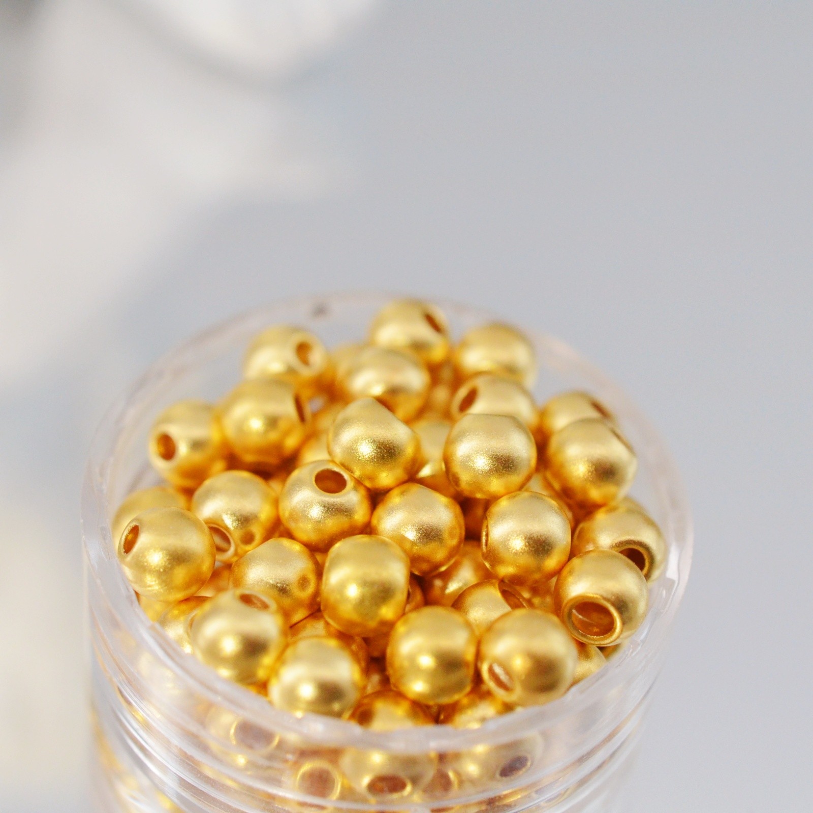 【芷伊】足金999古法珠卡4(素金黄金散珠金珠子)