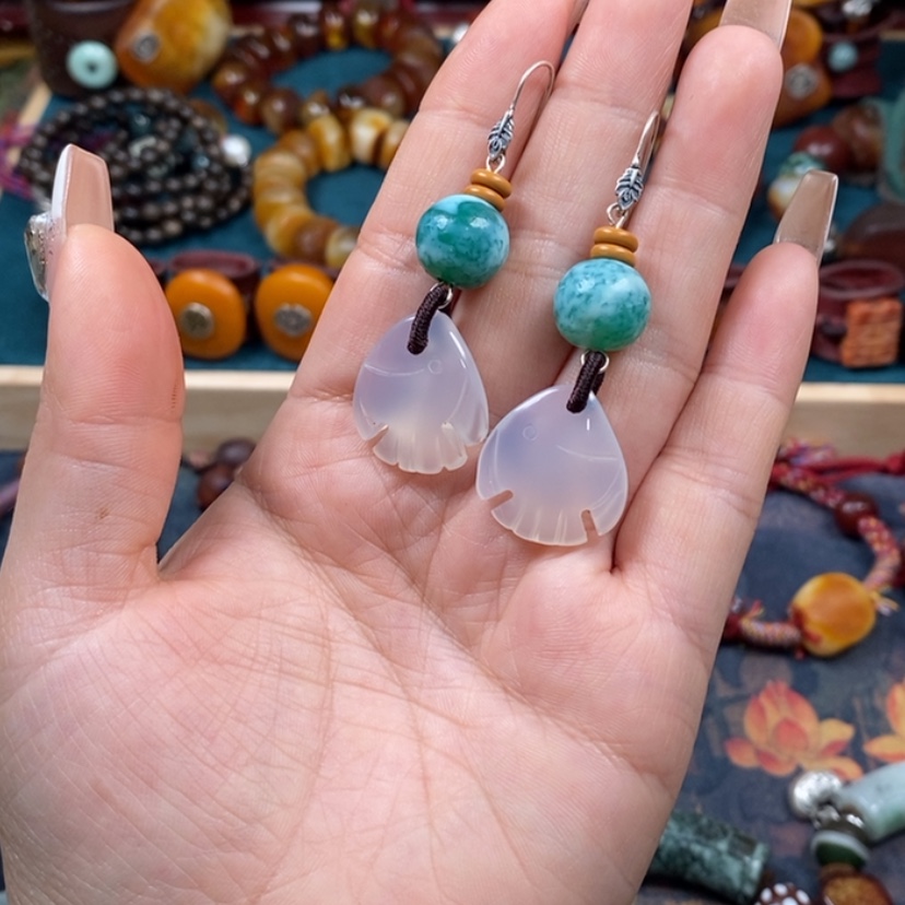 【闪购商品】玛瑙/玉髓耳坠未镶嵌耳环