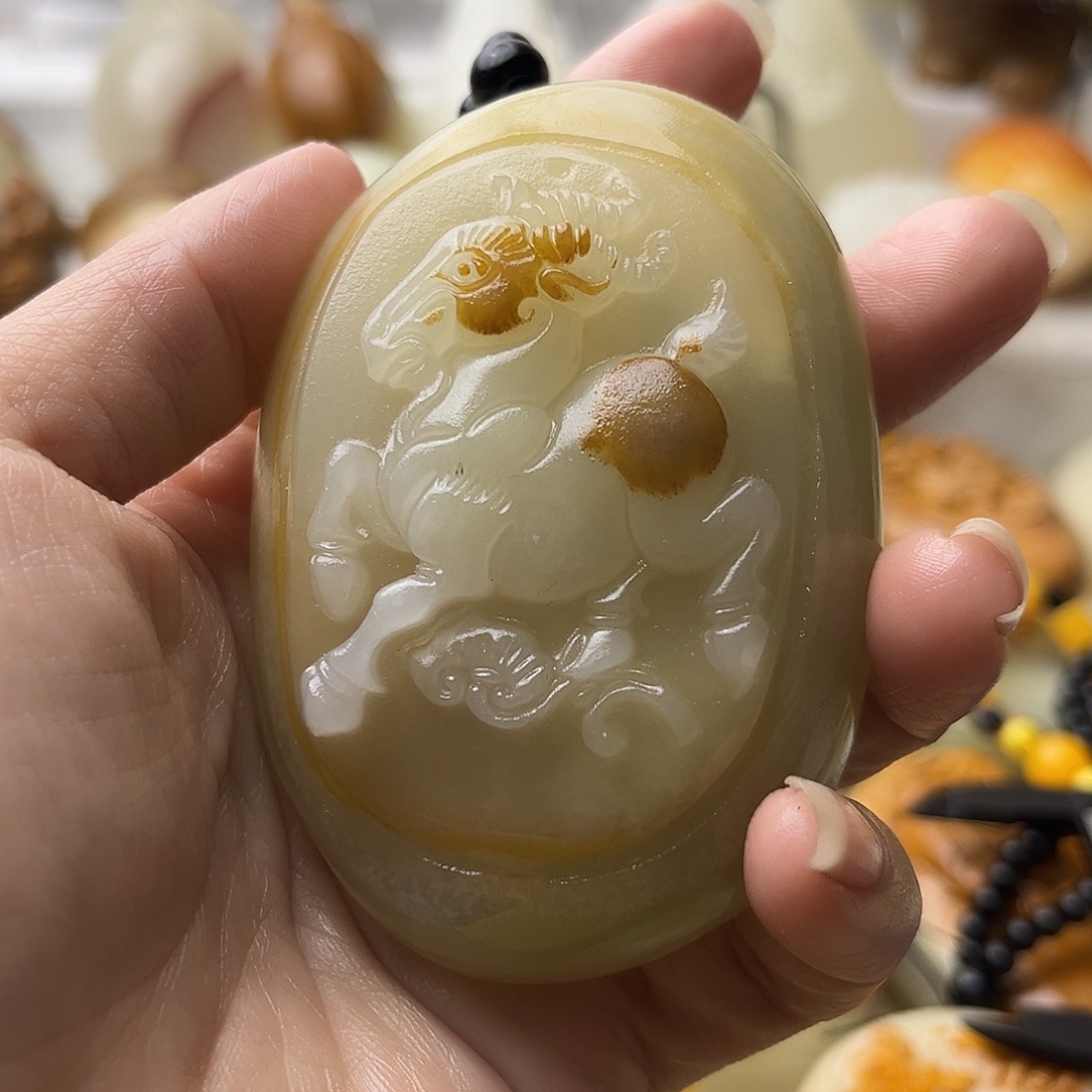 石材方解石手把摆件不退换羊