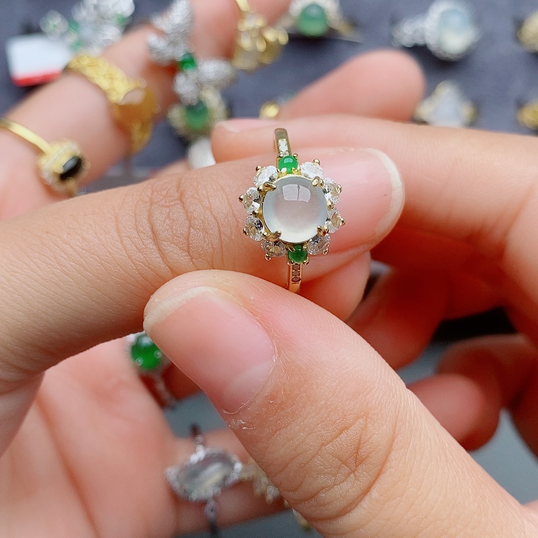 奶***～翡翠银S925镶嵌戒指11111