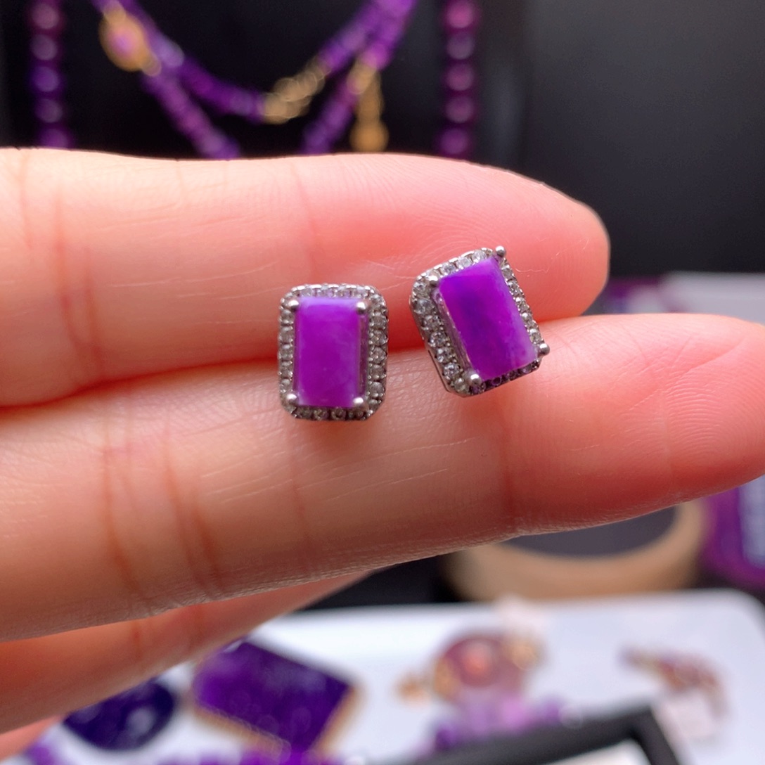 苏纪石（舒俱来）银S925镶嵌耳饰