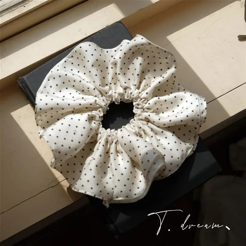 025《美丽人生》波点大肠发圈ins发饰女丸子头法式复古头绳头饰头花