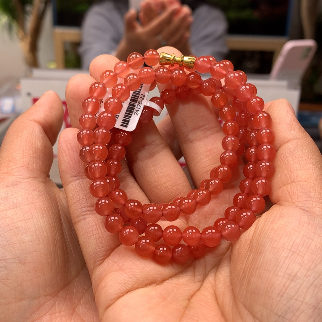 南红玛瑙南红6mm冰红项链未镶嵌