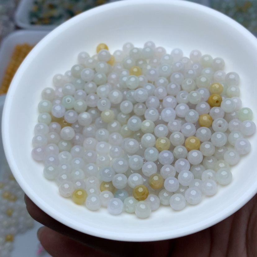 【闪购商品】翡翠手链未镶嵌卡5.4浅冰紫50颗