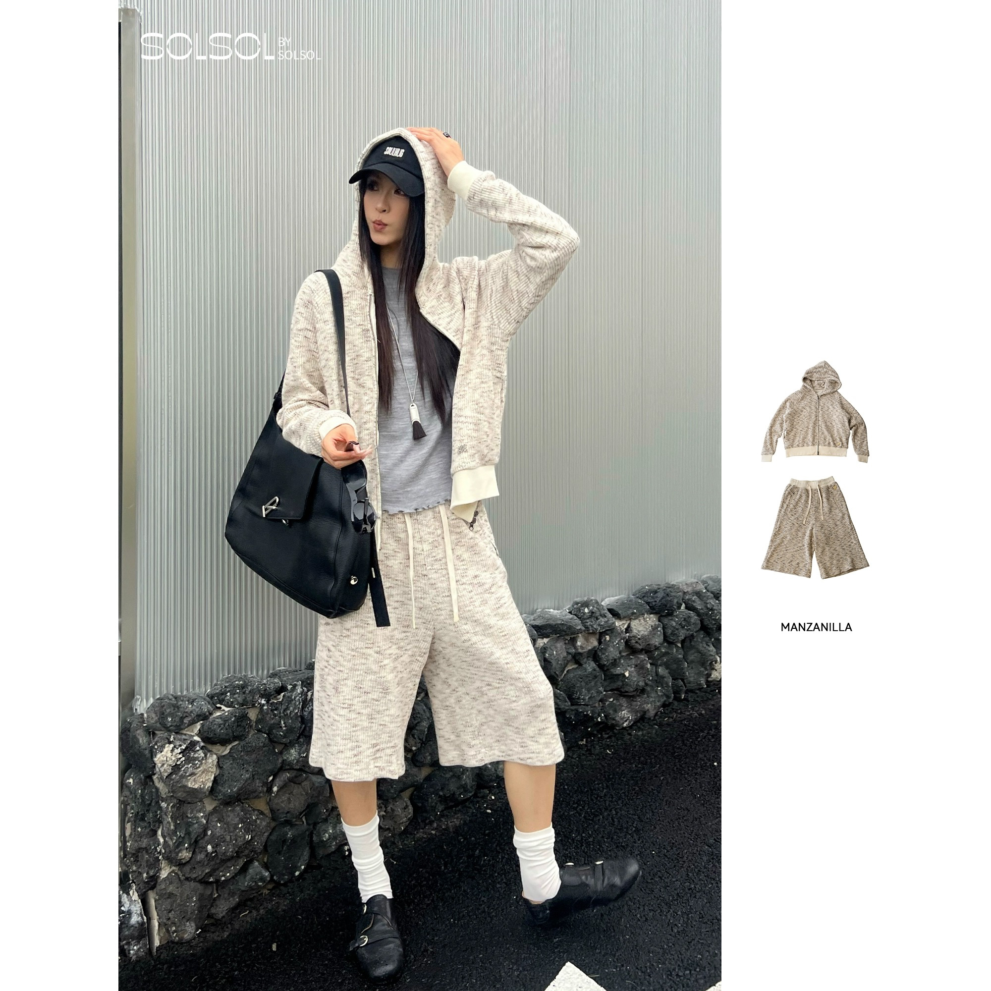 MANZANILLA 设计师25秋冬连帽针织拉链外套/短裤SOLSOL买手店