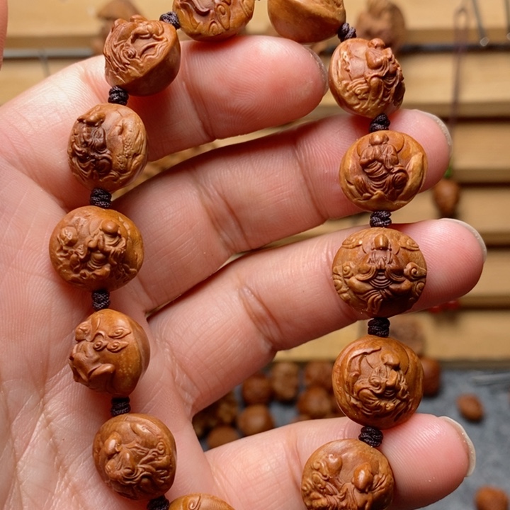 桃核雕刻无相佛手串