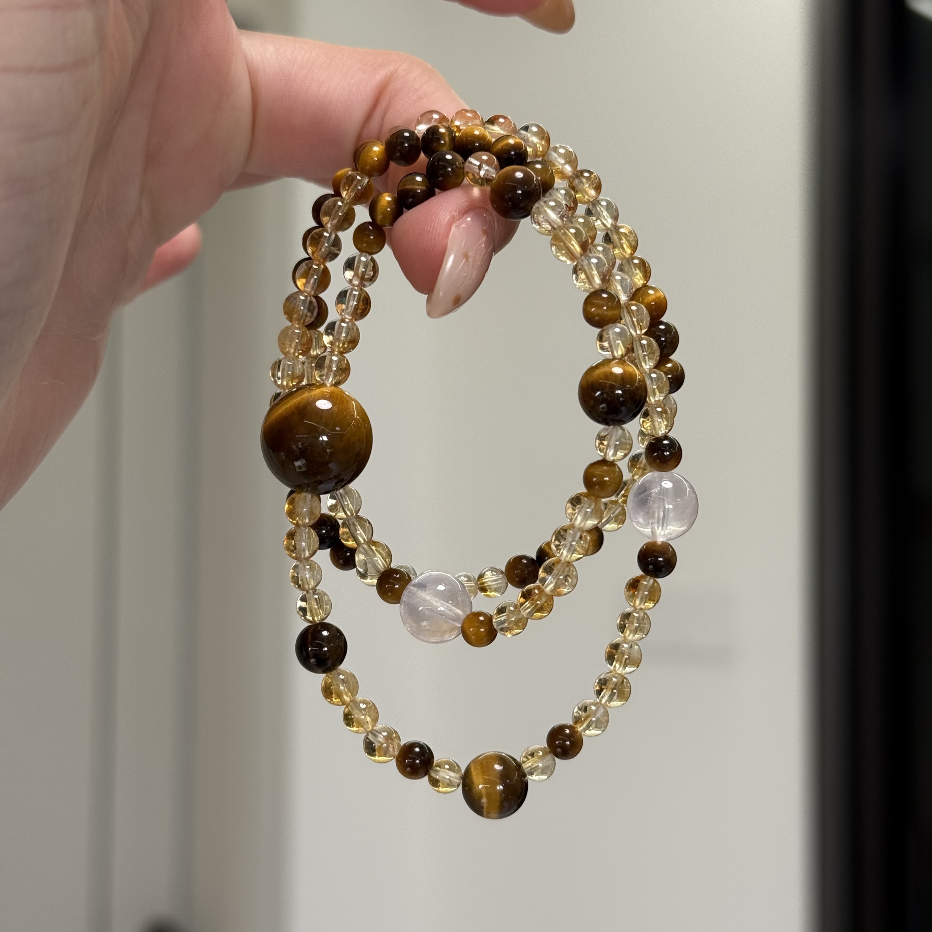 【大地】黄塔晶三圈手串 多样性发一 W1455