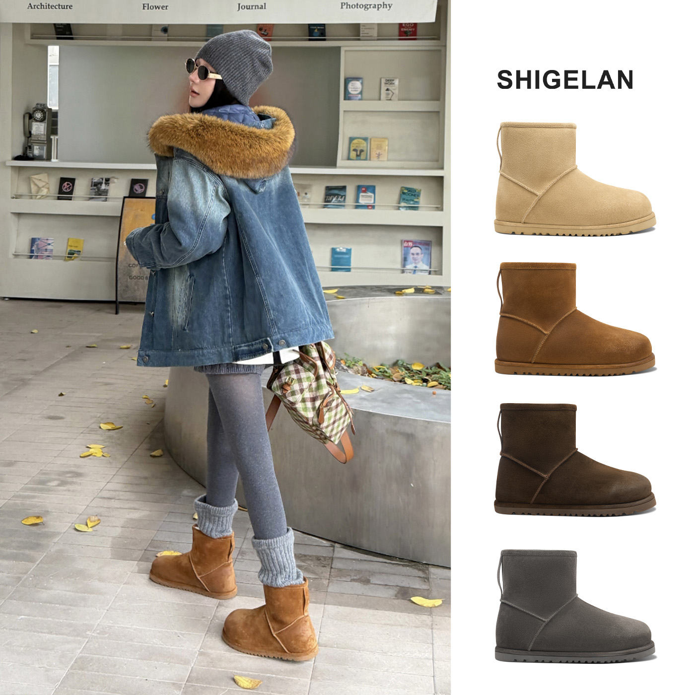 诗歌兰棉鞋冬季保暖加绒加厚新款平底防滑百搭阔腿裤必备鞋9222-8