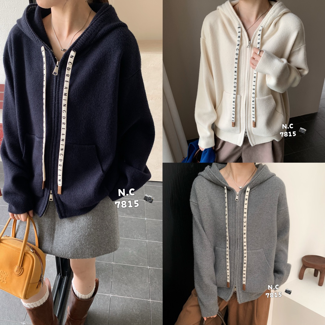 桔子推荐双拉链三色帽衫