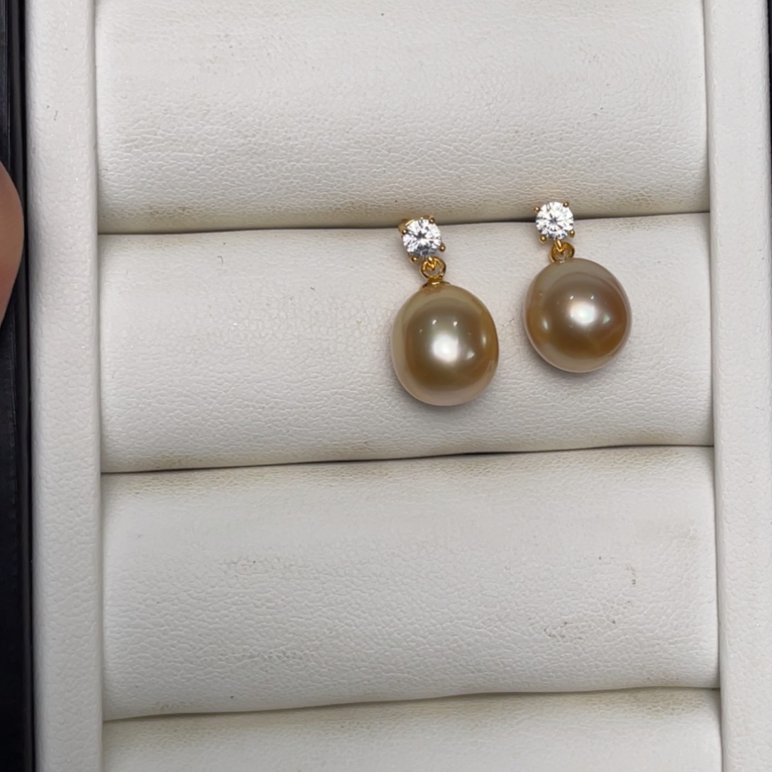 海水珍珠耳饰银S925镶嵌