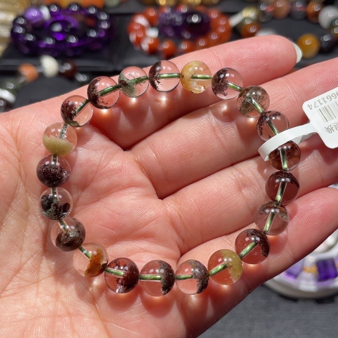 水晶手链未镶嵌四季幽灵聚宝盆8.5mm左右