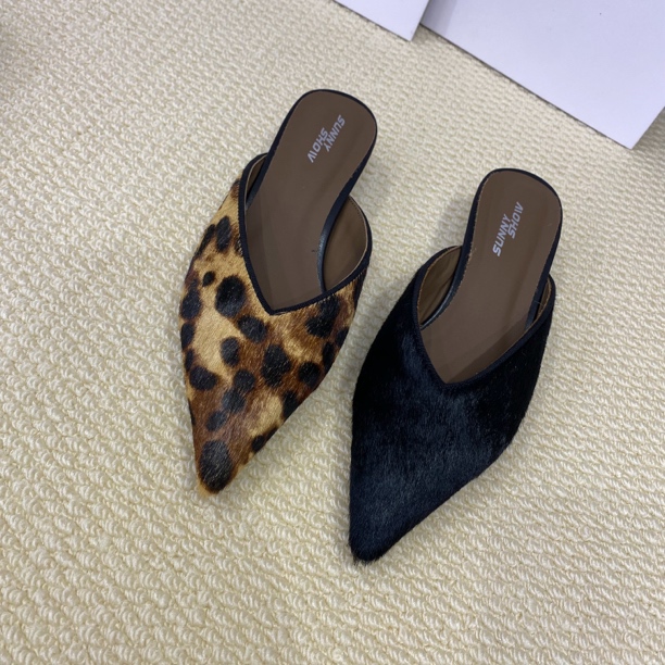 2025夏季新款尖头马毛闷头鞋拖