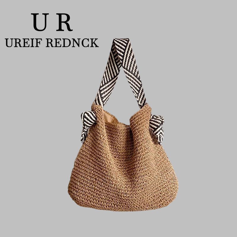 UREIF REDNCK草编包女2025新款编织包沙滩包百搭大容量单肩腋下包