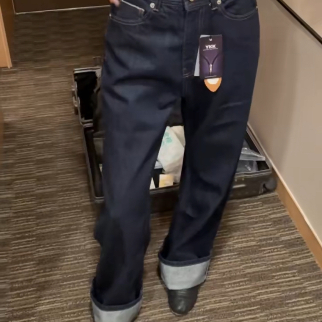 泡菜 直邮 小众设计感直筒牛仔裤