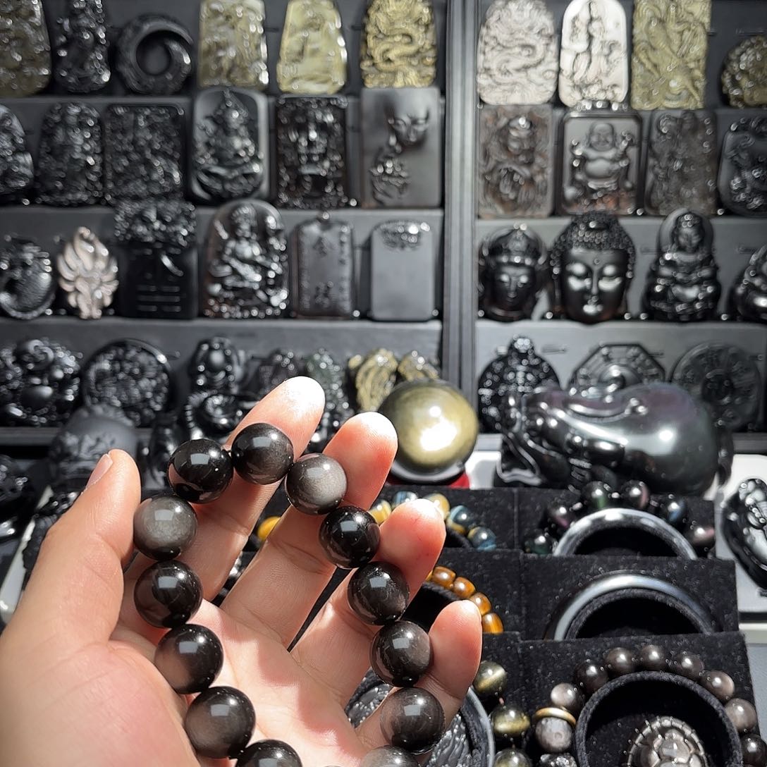 ヾ***❀黑曜岩未镶嵌手链