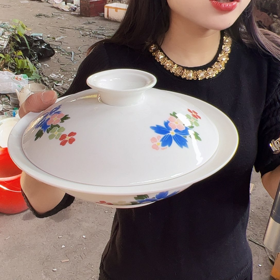 摆件陶景德镇陶瓷妈妈的花8寸和合器