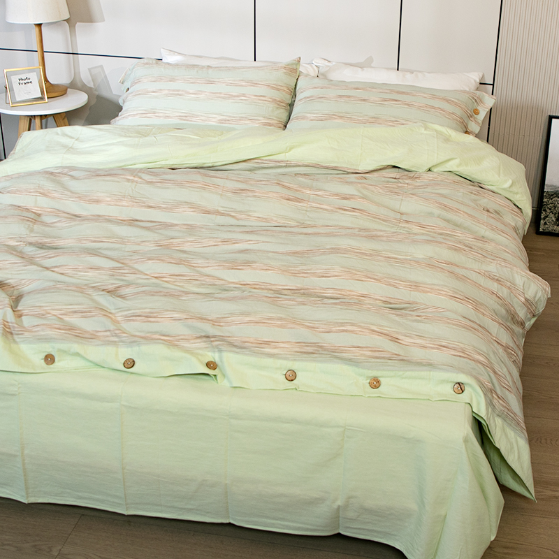 清！彩条提花四件套