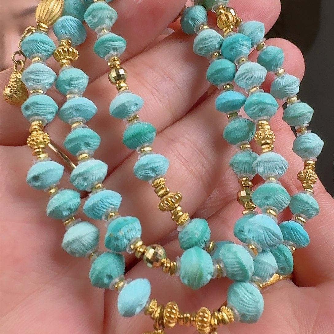 绿松石珠宝奇石18K金镶嵌