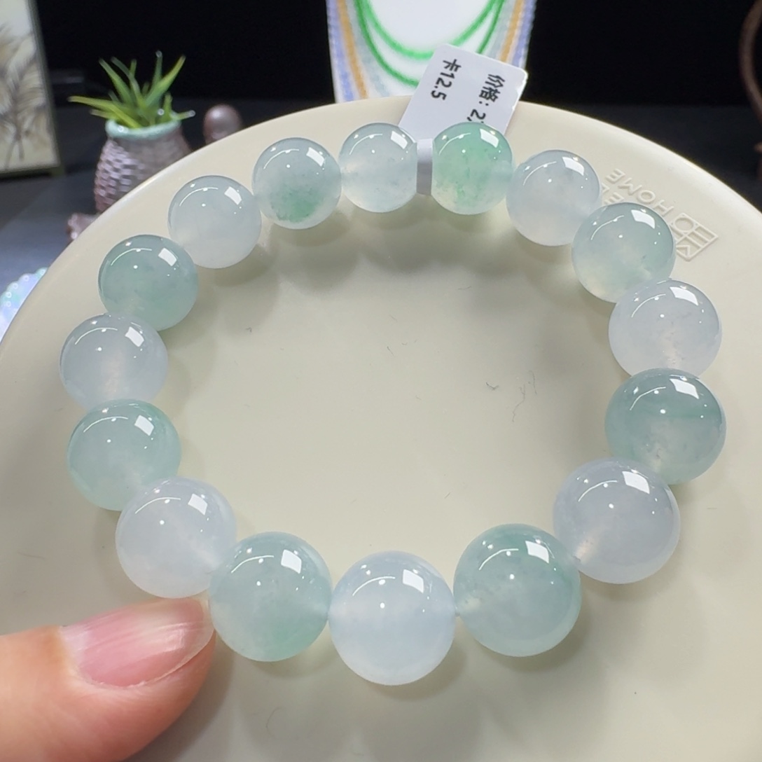 翡翠未镶嵌手链超纯果冻双色单圈12.5mm