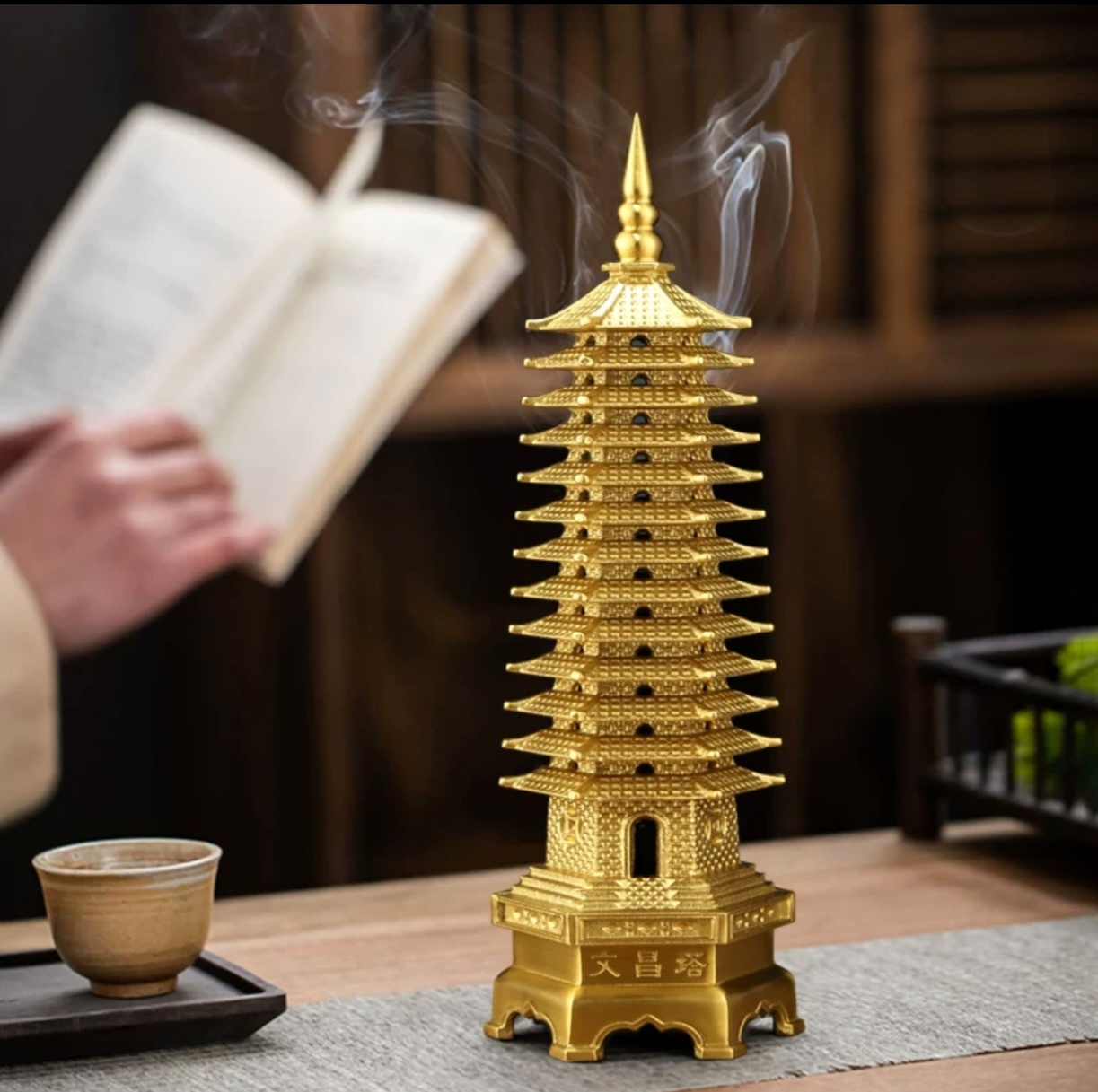 黄铜【升级版加厚精工文昌塔】十三层学生书房办公室客厅吉祥摆件
