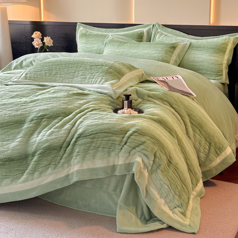 冬季A类牛奶绒四件套高端加厚轻奢皮草兔毛绒保暖被套床单床笠款