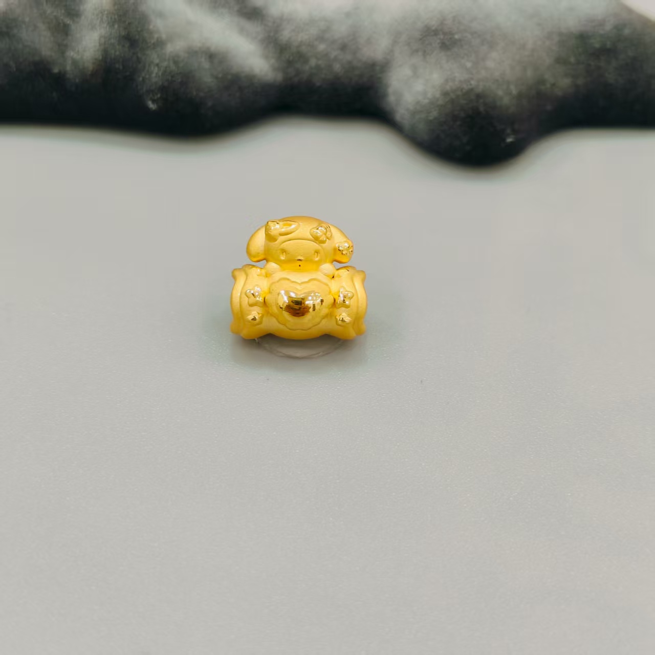 【珺铺黄金】足金999爱心糖果美乐蒂素金3D硬金转运珠饰品