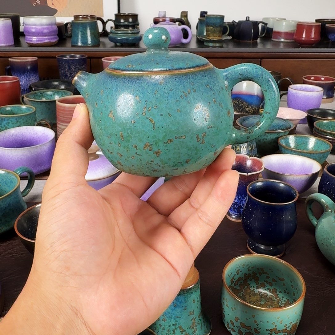 孔雀蓝釉茶壶任晓飞