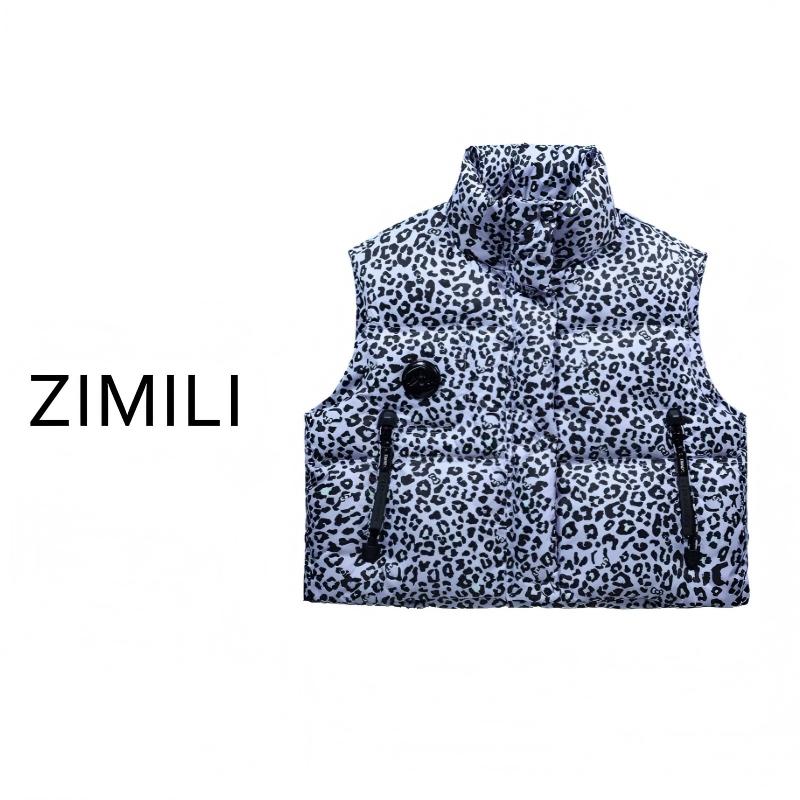 亮哥欧货女装《神秘感•紫豹纹•马甲》高蓬松90白鸭羽绒马甲FS627-15