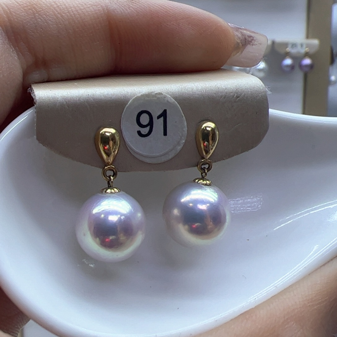 淡水珍珠耳饰18K金镶嵌