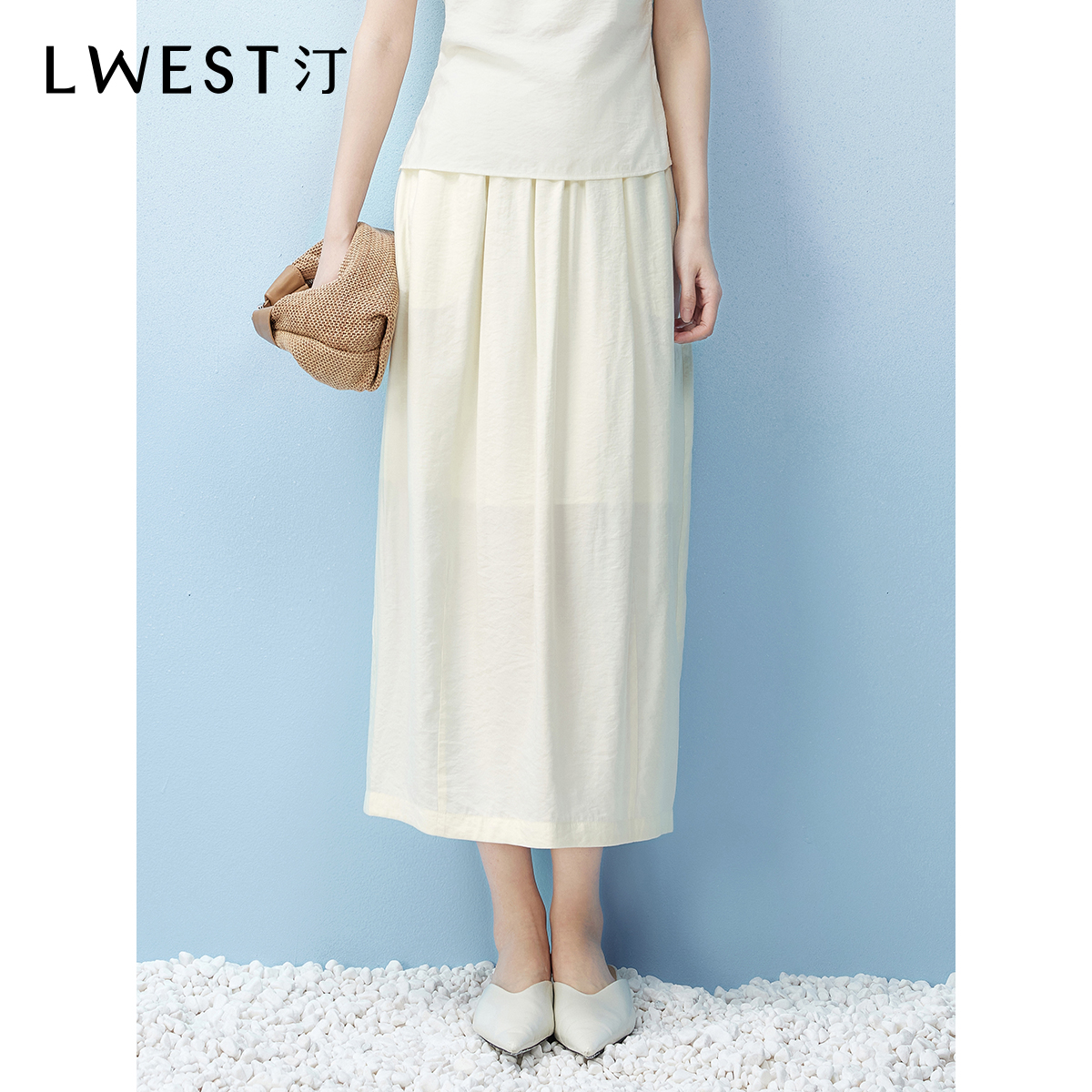 【小北姐专享】朗文斯汀气质纯色松紧腰半身裙DTYQ5204C03214