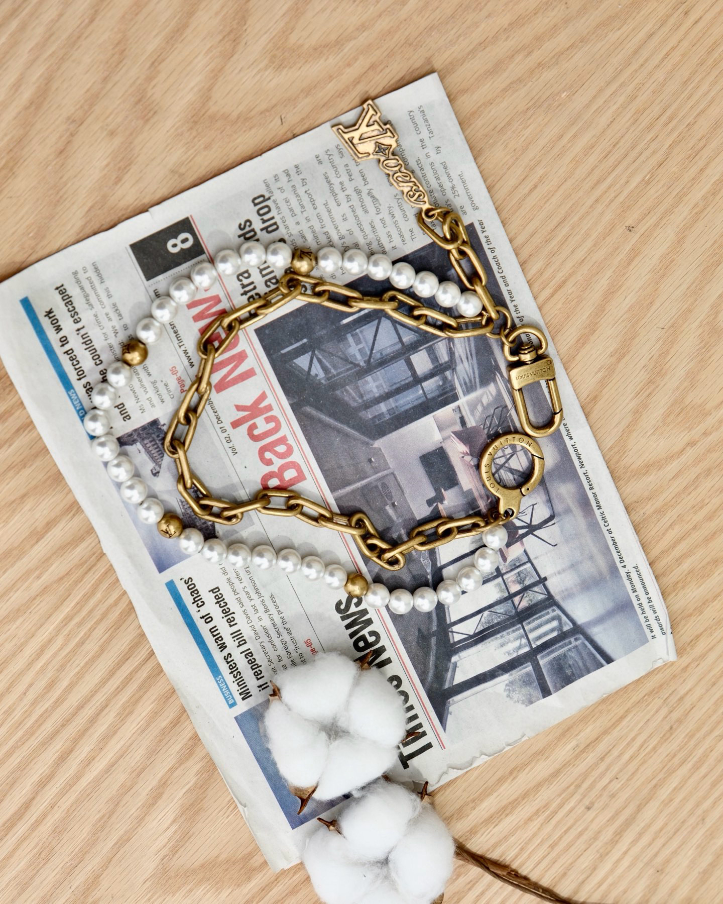 99新 LouisVuitton/路易威登 7694  Lv珍珠链条