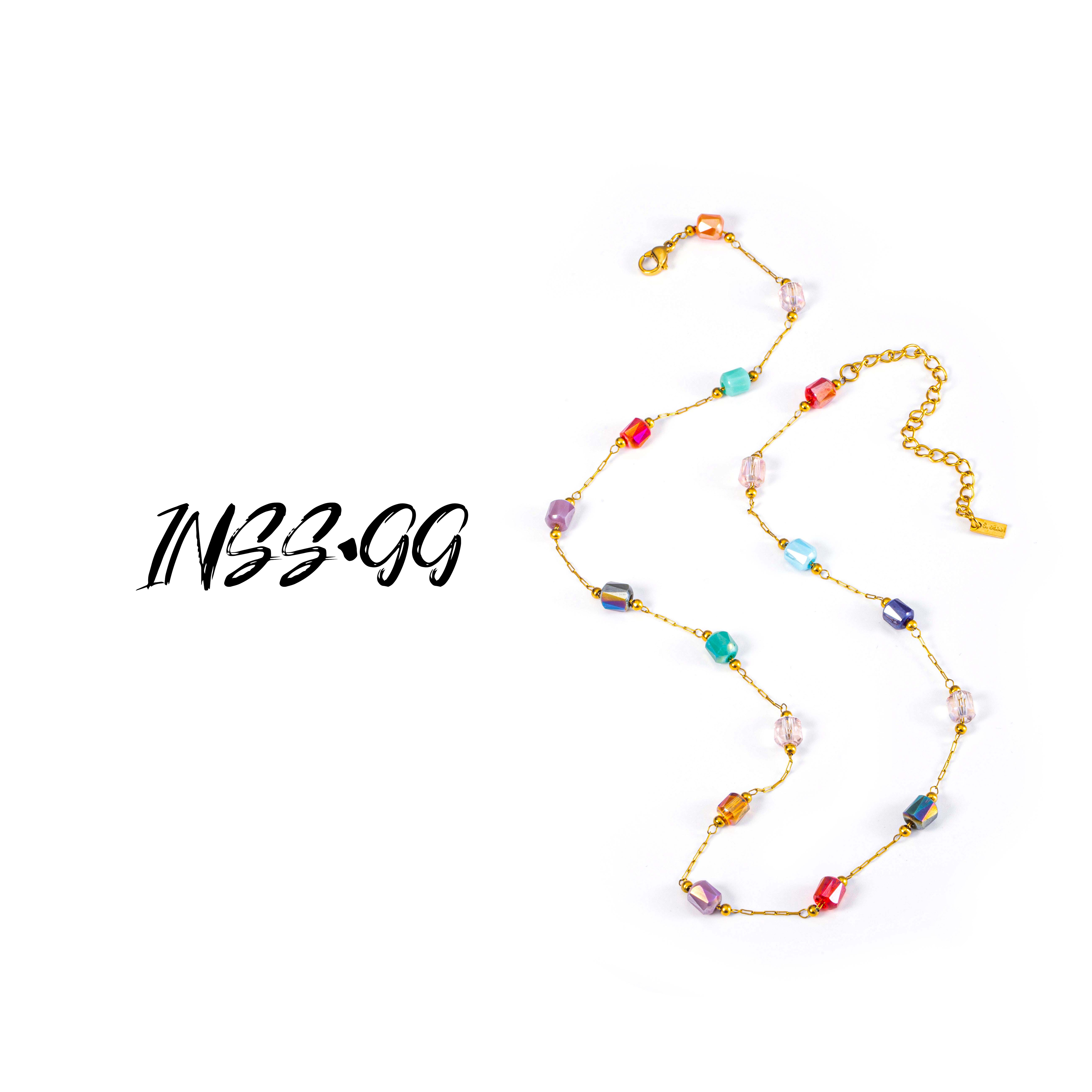 钛钢仿水晶项链 【INSS·GG】手工气质彩色时尚小众简约百搭项链X757