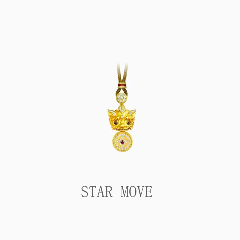 非金属合成锆石项链 STARMOVE眨眼睛灵动貔貅项链W雪同款精致坠链