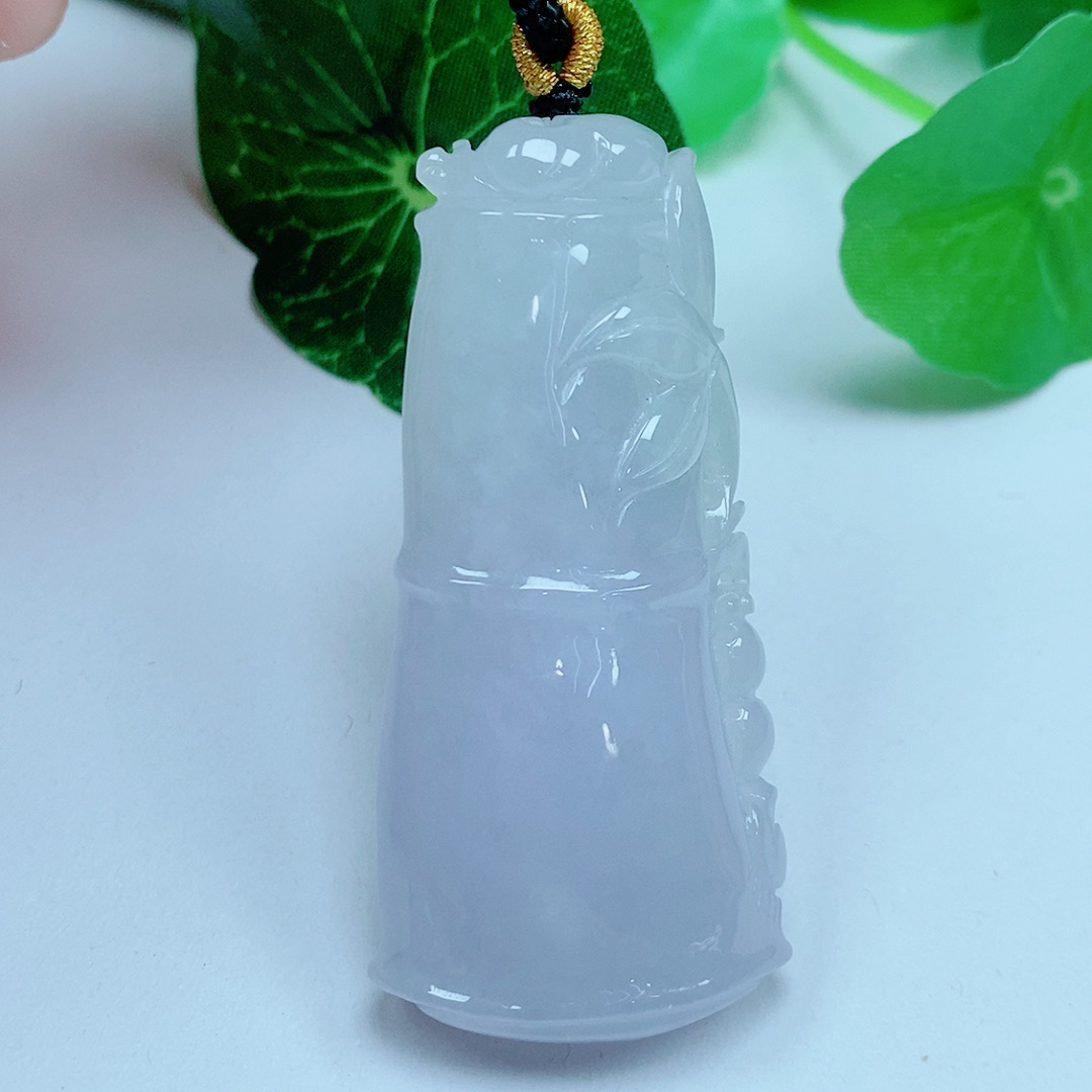 天然翡翠a货竹节吊坠挂件